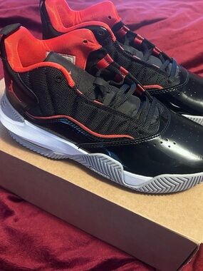 Jordan stay Loyal Nike Black and Orange Low-Top Athletic Sneakers